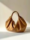 Brown leather hobo bag under sunlight.